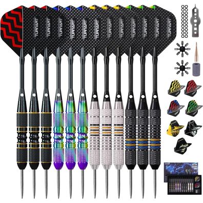 Turnart Profi Steeldarts 12 Stück Metallspitze Dart Case Lila