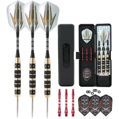 Steel Dartpfeile 20/23/26g Schwarz Beschichtung Messing Fässer inkl. Zubehör