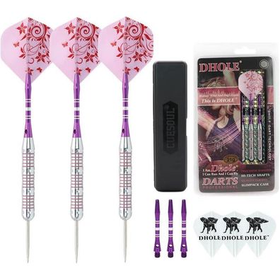 Dartpfeile Set Pink Ladies 21g Steel Tip Darts Aluminium Shafts Slim Case