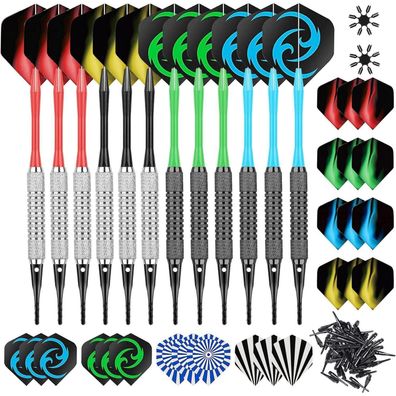 Dartpfeile Set 16g Softdarts PVC Schäfte Nylon Schäfte 24 Flights