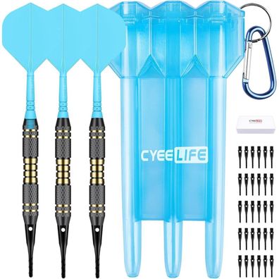 CyeeLife Dartpfeile Kunststoffspitze Set 3 Stück 18g Profi Softdarts Blau