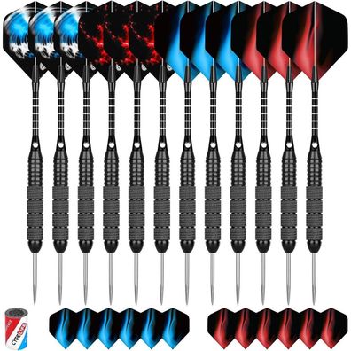 Dartpfeile 12 Stück Steeldarts Profi 24 Flights Sharpener 22g Metallspitze