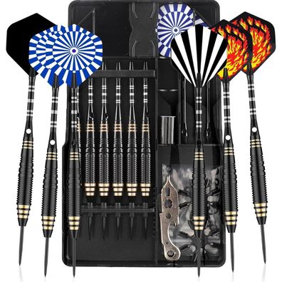 CareGames Dartpfeile Set 24g Profi Steeldarts Alu Schäfte 12 Flights Zubehör
