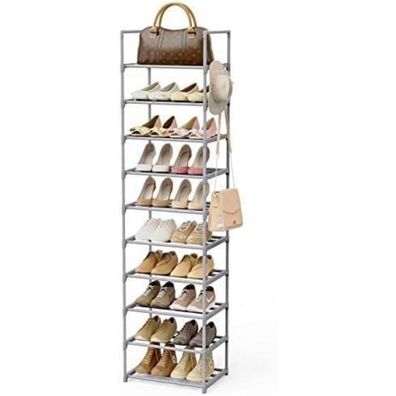 Vicye Schuhregal Metall Offen 10 Ebenen Grau Schmal Platzsparend 2m Hoch