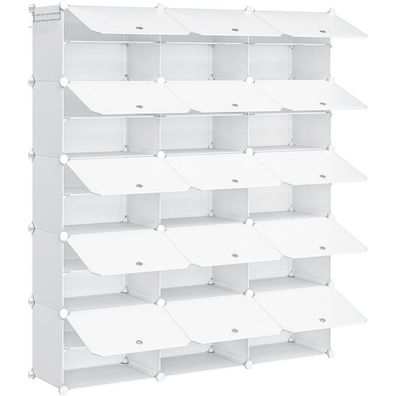 Schuhregal 15 Fächer Schuhschrank 54 Paar 40x30x30 cm pro Fach schmal Türen