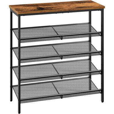 HOOBRO 5-stöckiges Schuhregal Metallgitter vintagebraun-schwarz 75x30x81 cm
