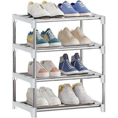 Kleines stapelbares Schuhregal, 4 Ebenen Organizer, Flur Schrank Eingangsbereich