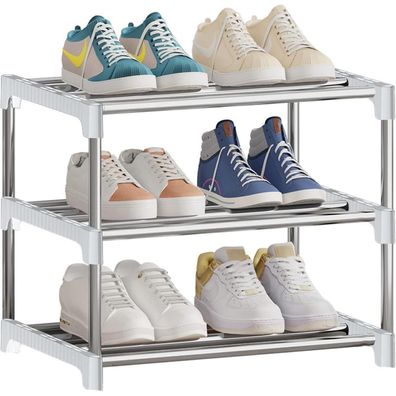 Niawecan Kleines Schuhregal stapelbar 3 Ebenen Organizer White
