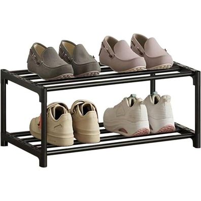 Xianglv Schuhregal Aufbewahrung Schwarz Stapelbares 2 Ebenen Platzsparend