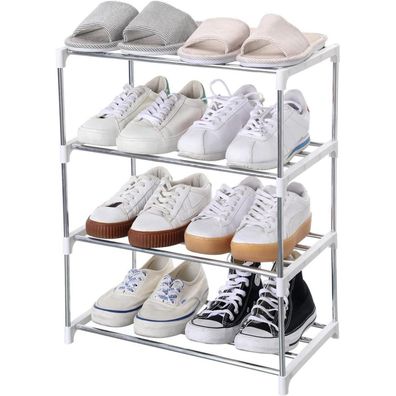 Stapelbares Schuhregal 4 Etagen Weiß 44 x 26 x 57.7 cm - Platzsparende