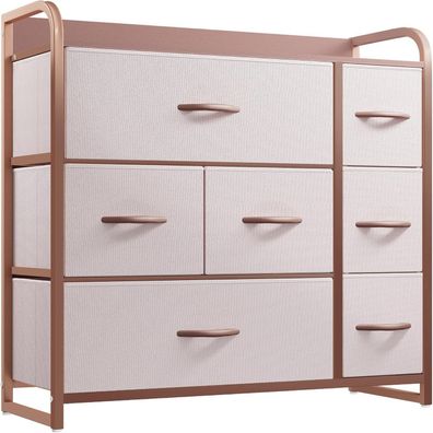 Yitahome Aufbewahrungskommode 7 Schubladen Stoff Rosa