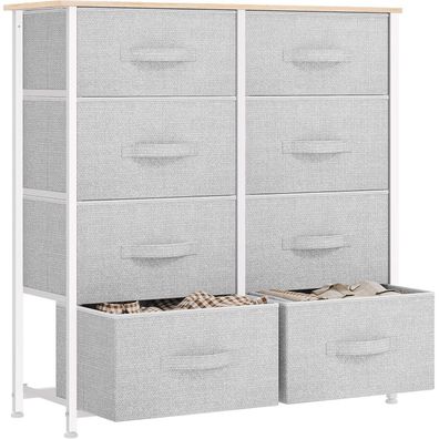 Yitahome Kommode Schrank 8 Schubladen Stoff Hellgrau Modern Schlafzimmer