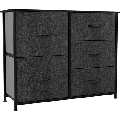 Yitahome Kommode Schrank 5 Schubladen Stoff Industrial Stil Schwarz