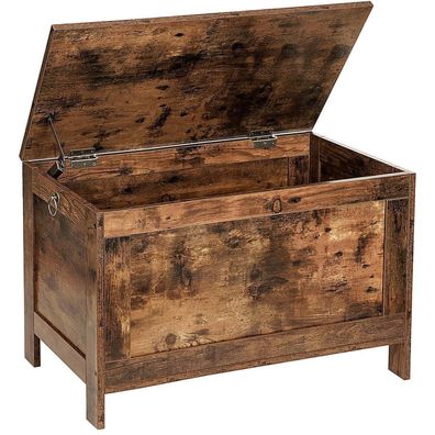 HOOBRO Truhen Sitzbank Stauraum Spielzeugtruhe Schuhbank 75cm Dunkelbraun