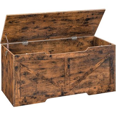 HOOBRO Truhenbank mit Stauraum Sitzbank Spielzeugkiste 110cm Dunkelbraun