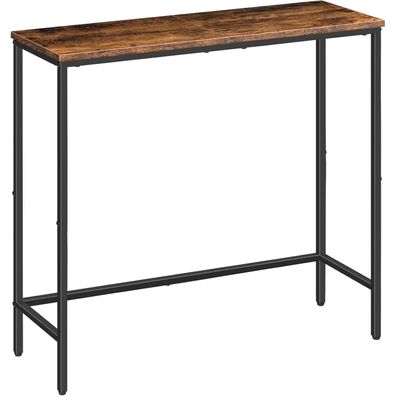 HOOBRO Schmaler Konsolentisch 75 cm Beistelltisch Flurtisch Dunkelbraun Schwarz