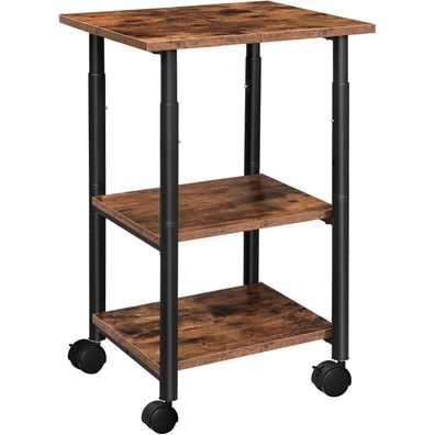 HOOBRO Druckertisch Rollbar 3 Ebenen höhenverstellbar 48,5 x 40 x 67 cm Büro