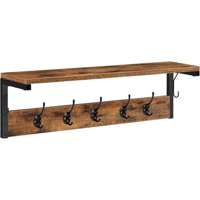 Wandgarderobe Haken Ablage Vintage-Stil Wandmontage 70x15x25 cm Dunkelbraun
