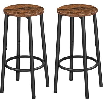 HOOBRO Barhocker 2er-Set Vintage-Braun/Schwarz, Industrieller Stil, Stabiles