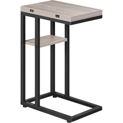 HOOBRO C-Form Beistelltisch Klappbarer Sofatisch Lagerregal Greige Schwarz