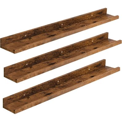 HOOBRO Schweberegale 3er-Set 90 cm Vintagebraun für Badezimmer Küche Wohnzimmer