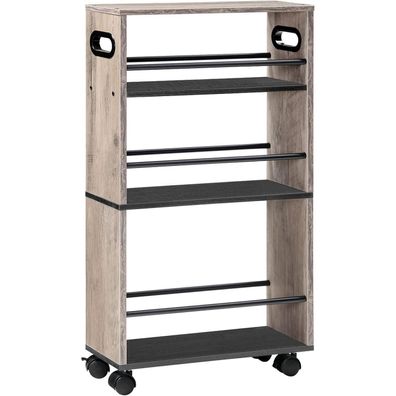 HOOBRO Schmaler Servierwagen 45x15x80 cm Küchenwagen 3 Ebenen 360° Räder Greige