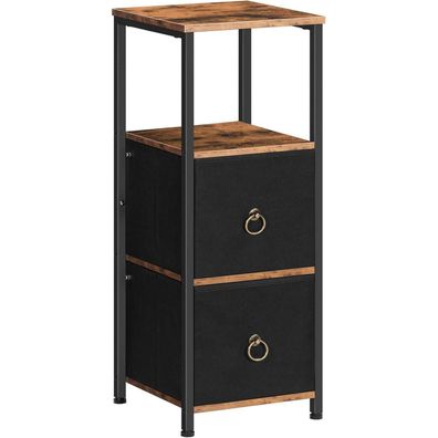 HOOBRO Badezimmerschrank Vintagebraun Schwarz Stoffschubladen EBF87CW01