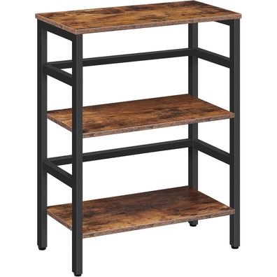 HOOBRO Leiterregal Standregal 3 Ebenen Bücherregal Vintagebraun Schwarz 60x30x81