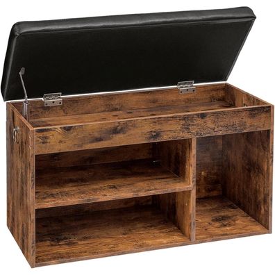 Schuhbank Sitzbank Vintage Stil Schuhschrank 3 offene Fächer 82x31,5x46,5cm