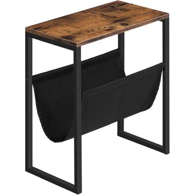 Schmaler Beistelltisch Nachttisch mit Stoffschlinge Braun 24x40x54,5cm