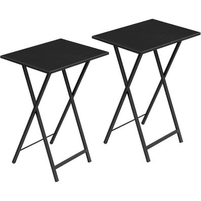 HOOBRO Beistelltisch Klappbar 2er Set Industriestil Schwarz EUBK25BZ01