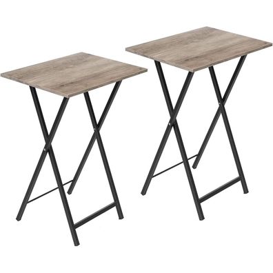 Klappbarer Beistelltisch 2er Set Industriestil Greige Schwarz 48x36x66,5cm