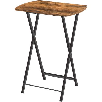 HOOBRO Beistelltisch Klappbar Industriestil Dunkelbraun TV Tray