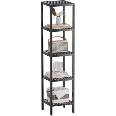 Bambus Badezimmer Regal Organizer 5 Ebenen Schwarz Gummi Stopper 15 kg Tragkraft