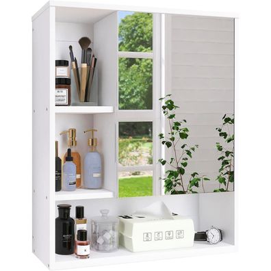 Badezimmerschrank mit Spiegel Bambus Organizer über Toilette