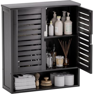 Badezimmerschrank Wandmontage Bambus Über Toilette Medizinschrank 2 Türen