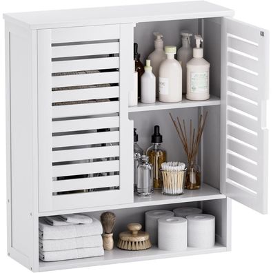Bambus Badezimmerschrank Wandmontage 2 Türen verstellbare Regale