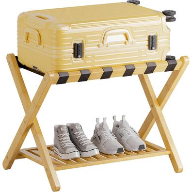 Faltbarer Gepäckträger Bambus Ablage Gästezimmer Hotel 72kg+Elegantes Design