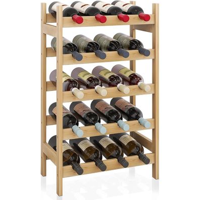 Bambus-Weinregal 20 Flaschenhalter 5-stöckig Küche Bar Lagerregal Natürlich