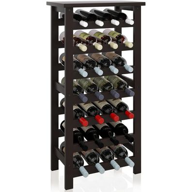 Weinregal aus Bambus für 28 Flaschen 7 Etagen freistehend dunkelbraun