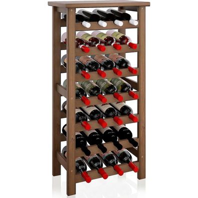 Weinregal aus Bambus für 28 Flaschen 7 Etagen freistehend Küche Keller Bar