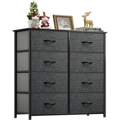 Yitahome Kommode Schrank 8 Schubladen Stoff Industrial Stil Schwarz