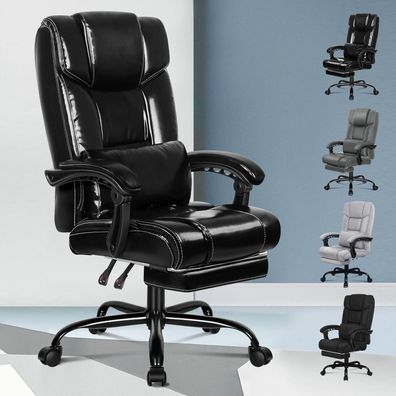 Ergonomischer Bürostuhl mit Fußstütze und hoher Rückenlehne, 150°-Neigung