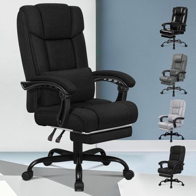 Ergonomischer Bürostuhl mit Fußstütze 150°-Neigung Schwarz Mesh Rückenlehne