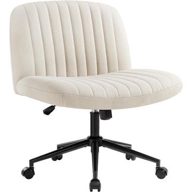 Bürostuhl ohne Armlehnen Höhenverstellbar Drehstuhl Stoffpolsterung Beige
