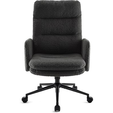 Schreibtischstuhl Dunkelgrau mit Rollen, Bürostuhl ergonomisch, Armlehne, hohe