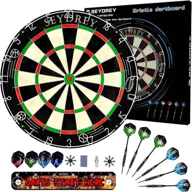 Dartscheibe Kork Set 6 Dartpfeile Metallspitze 12 Flights Nummernring A+Classic