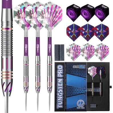 CyeeLife Tungsten Darts Set 90% Steel Dart 3Shafts 9 Flights Sharpener