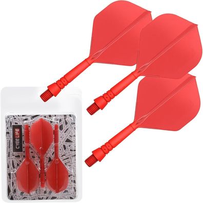 CyeeLife Dartschäfte und Flights aus einem Stück, Rot-2BA, 3er-Set