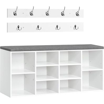 Garderobe Schuhbank Set mit 10 Fächern Wandgarderobe 9 Haken